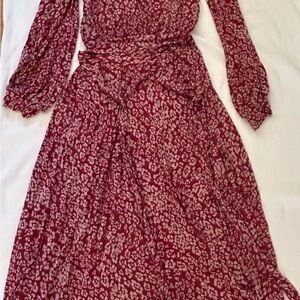 Elegant Red Patterned Women's Dress Set